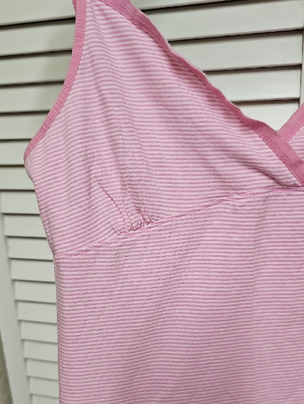Like New Vintage 100% Cotton J. Crew Pink Striped Cami Top Adj Straps Lined Cups - Picture 4 of 7